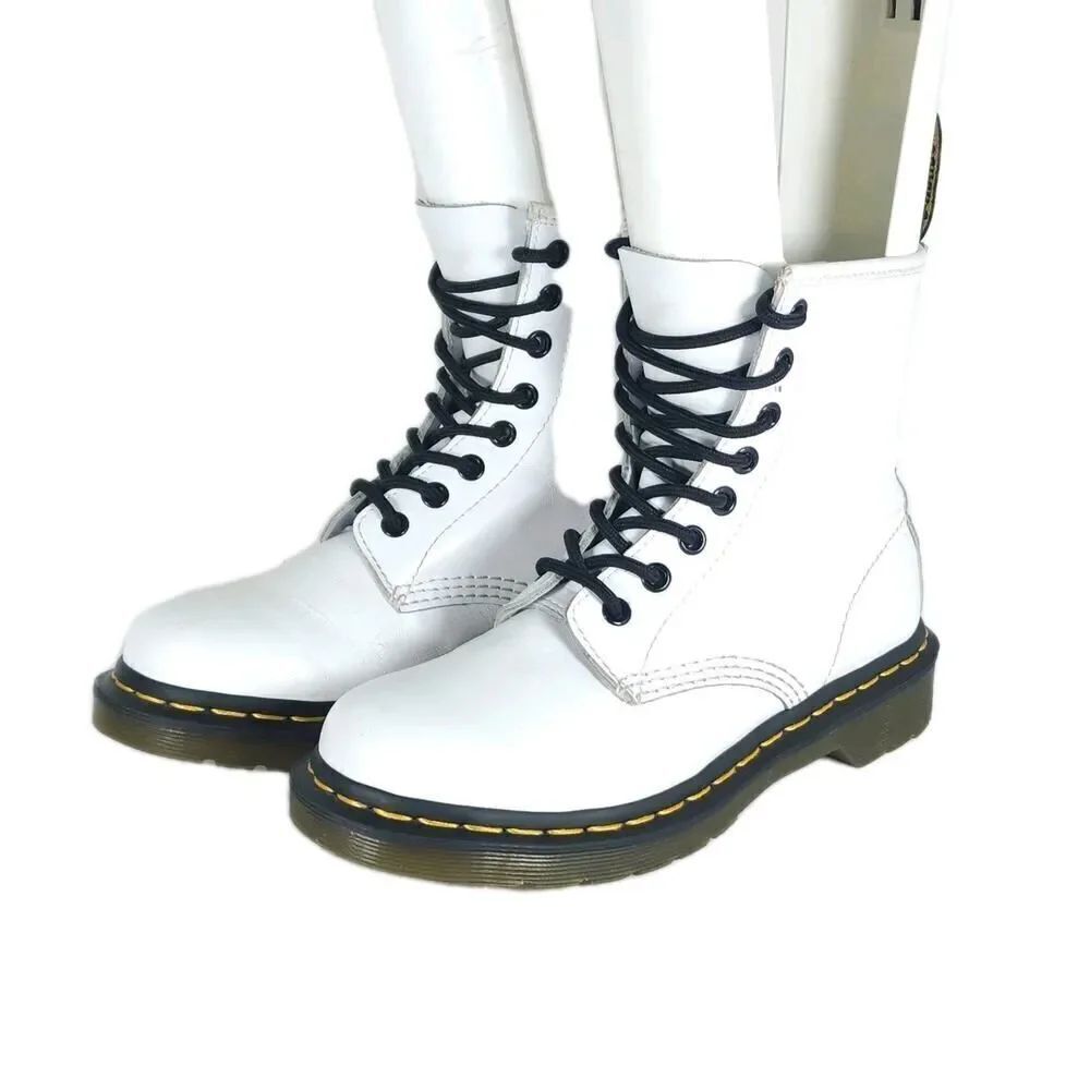 Dr. Martens Women's Pascal 1460 US6 White Leather Lace Up Ankle Combat Boots
